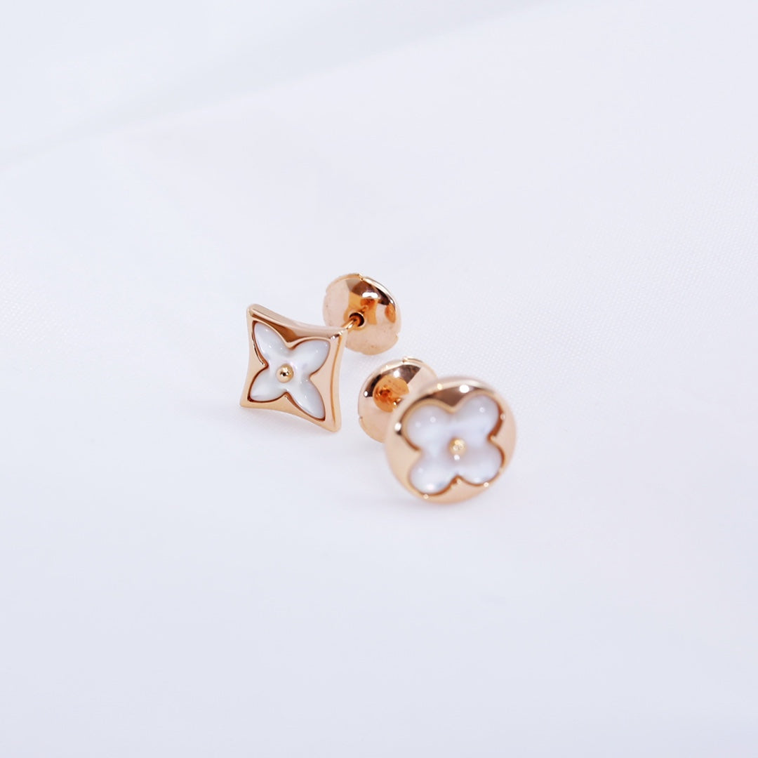 [Aurora]STAR AND SUN PINK GOLD MOP STUD EARRINGS
