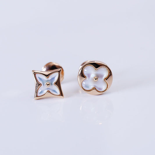 [Aurora]STAR AND SUN PINK GOLD MOP STUD EARRINGS