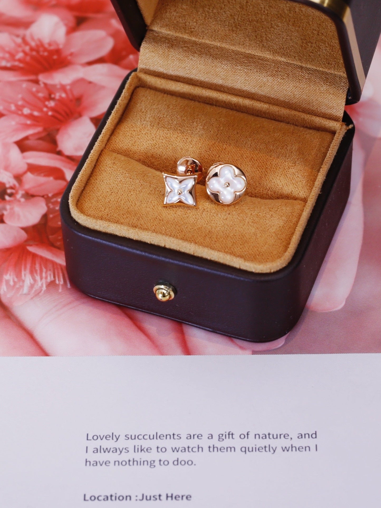 [Aurora]STAR AND SUN PINK GOLD MOP STUD EARRINGS