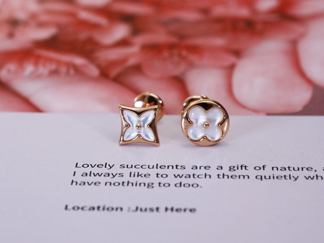 [Aurora]STAR AND SUN PINK GOLD MOP STUD EARRINGS