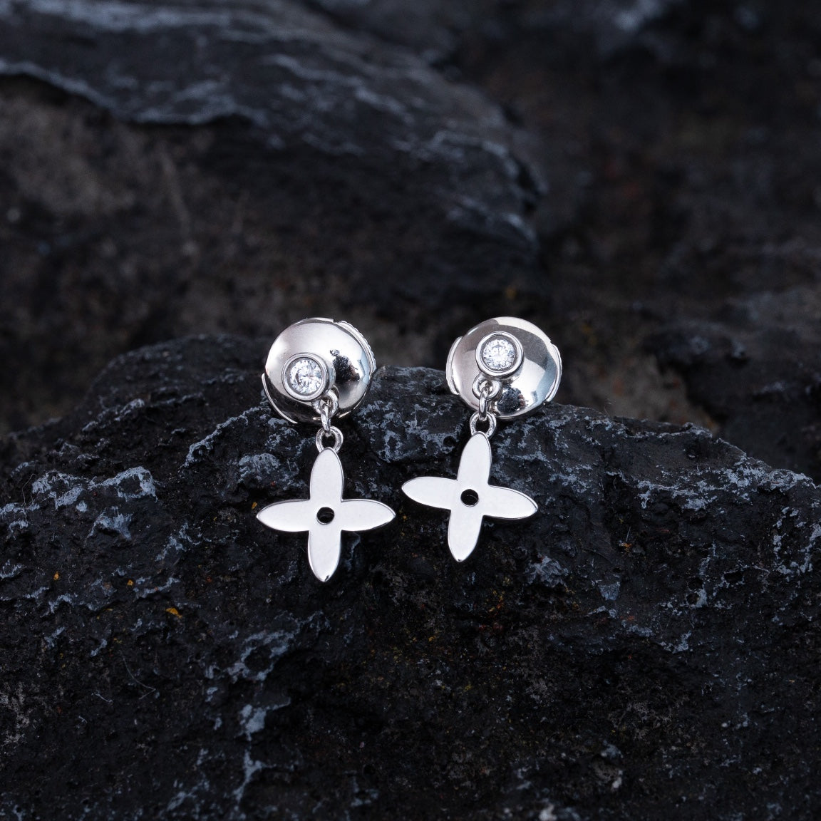 [Aurora]VIDYLLE SILVER DIAMOND MINI DROP EARRINGS