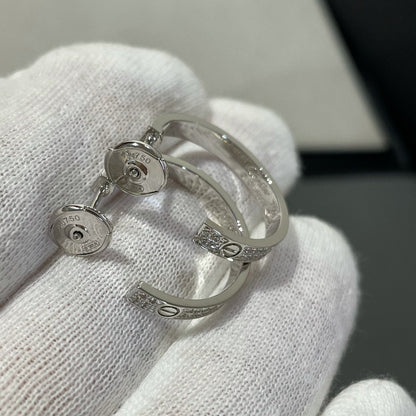 [Aurora]LOVE DIAMOND SILVER HOOP EARRINGS