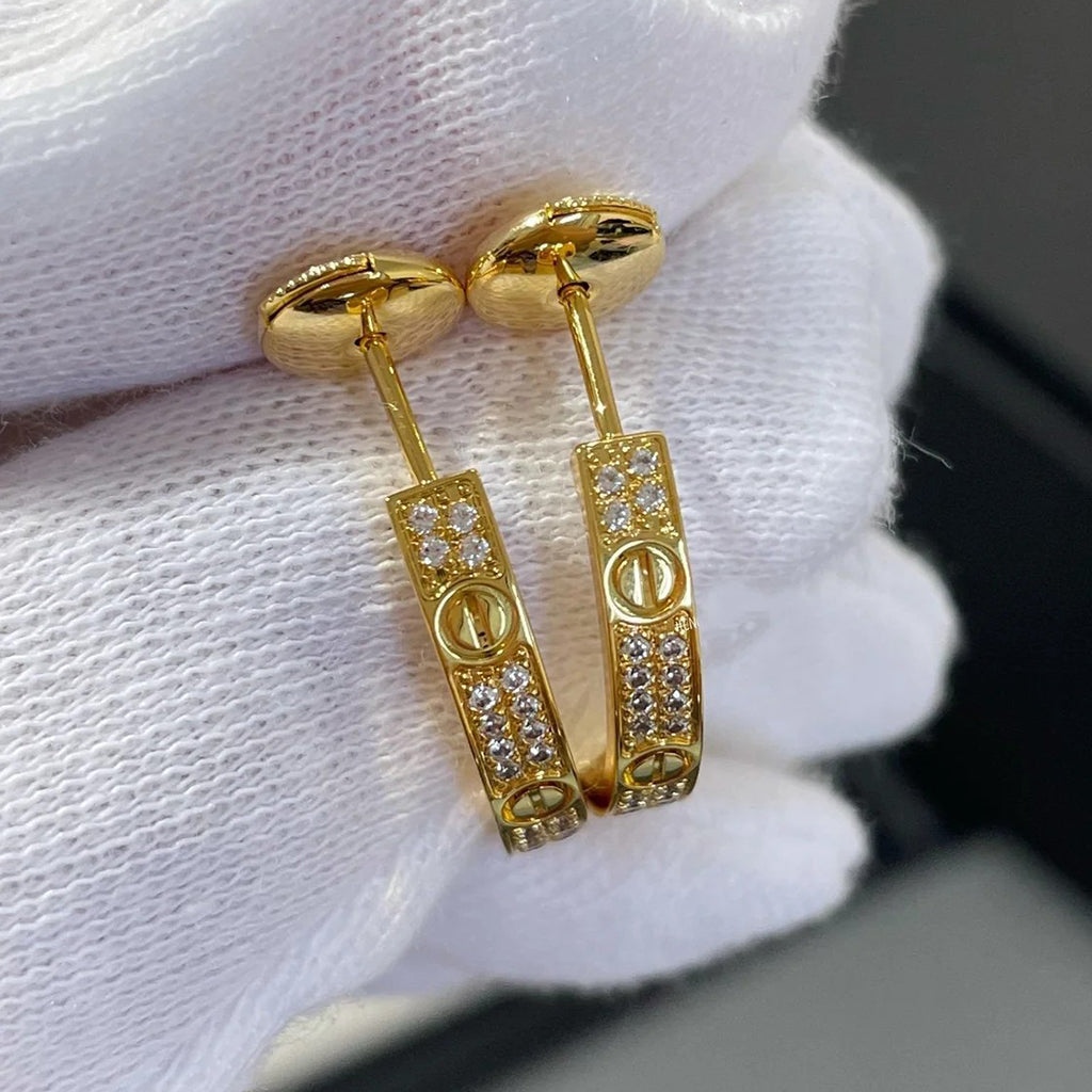 [AURORA]LOVE EARRINGS 3.6MM DIAMOND PAVED