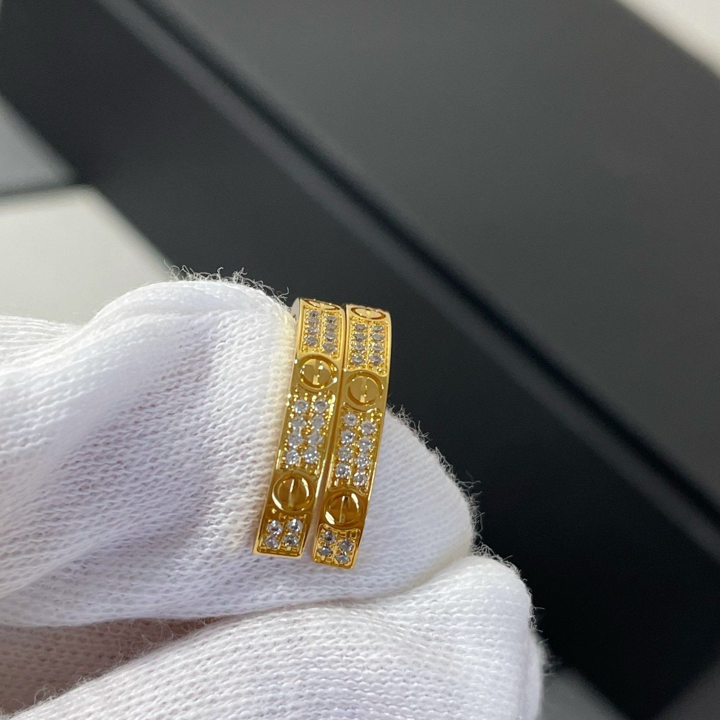[Aurora]LOVE DIAMOND GOLD HOOP EARRINGS
