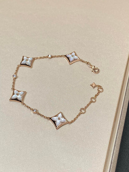 [Aurora]STAR 4 MOTIF MOP DIAMOND PINK GOLD BRACELET