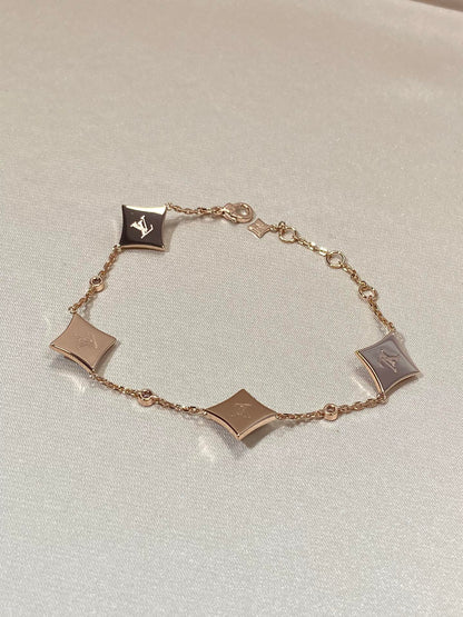 [Aurora]STAR 4 MOTIF MOP DIAMOND PINK GOLD BRACELET