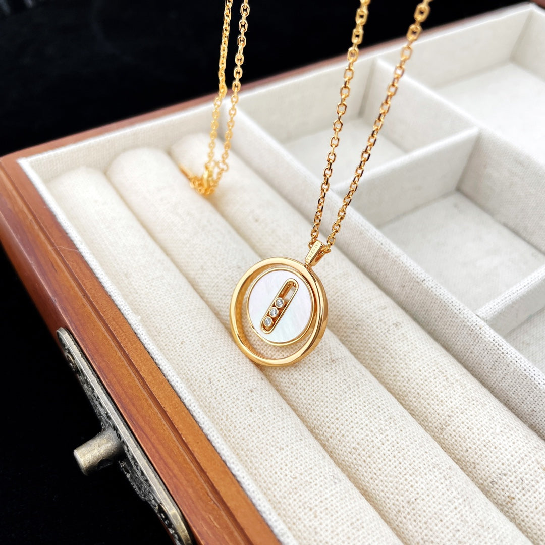 [AURORA]LUCKY MOVE MOP PINK GOLD NECKLACE
