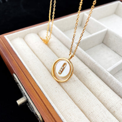 [AURORA]LUCKY MOVE MOP PINK GOLD NECKLACE