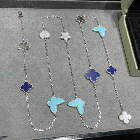[Aurora]LUCKY CLOVER SILVER 11 MOTIF NECKLACE