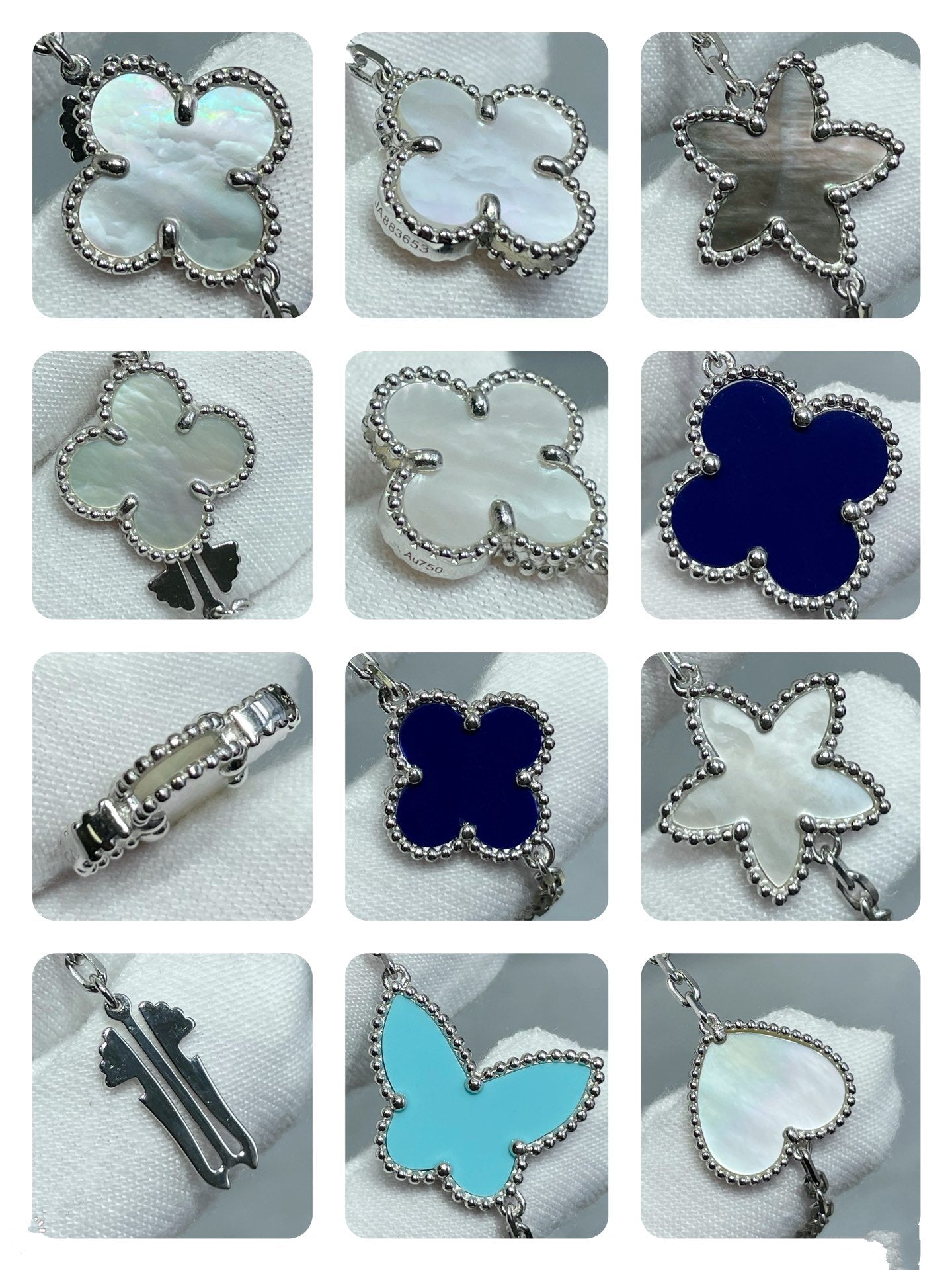[Aurora]LUCKY CLOVER SILVER 11 MOTIF NECKLACE