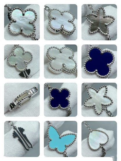 [Aurora]LUCKY CLOVER SILVER 11 MOTIF NECKLACE