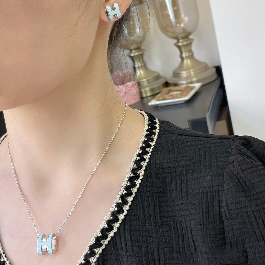 [AURORA]POP H SKY BLUE NECKLACE