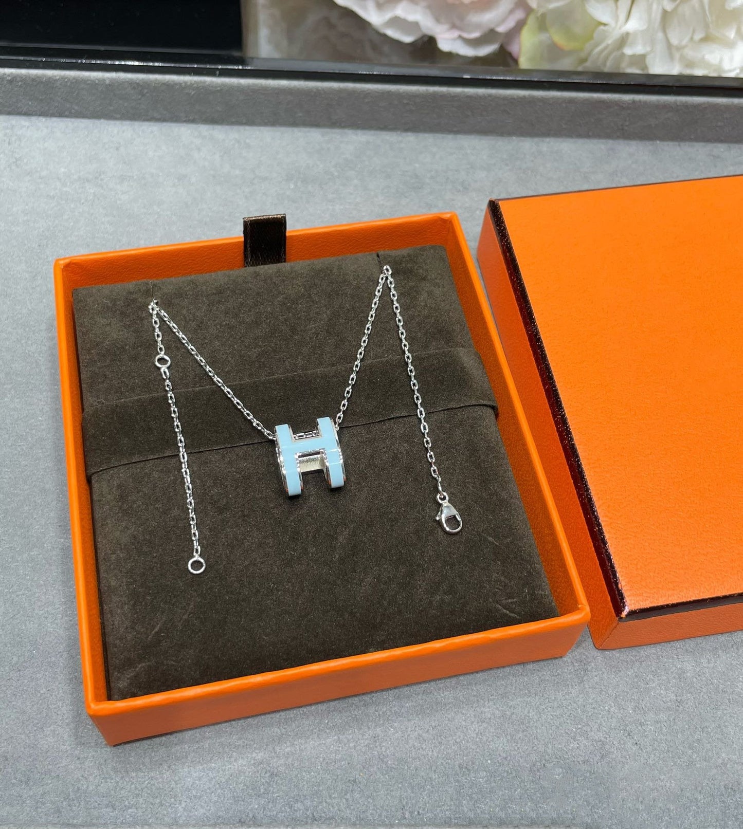 [AURORA]POP H SKY BLUE NECKLACE