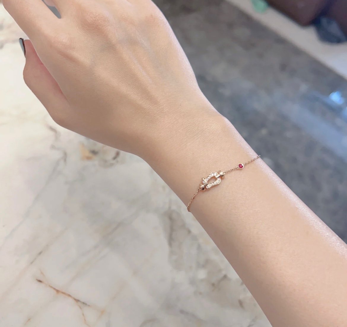 [Aurora]FORCE 10 DIAMOND CHAIN LINK PINK GOLD BRACELET
