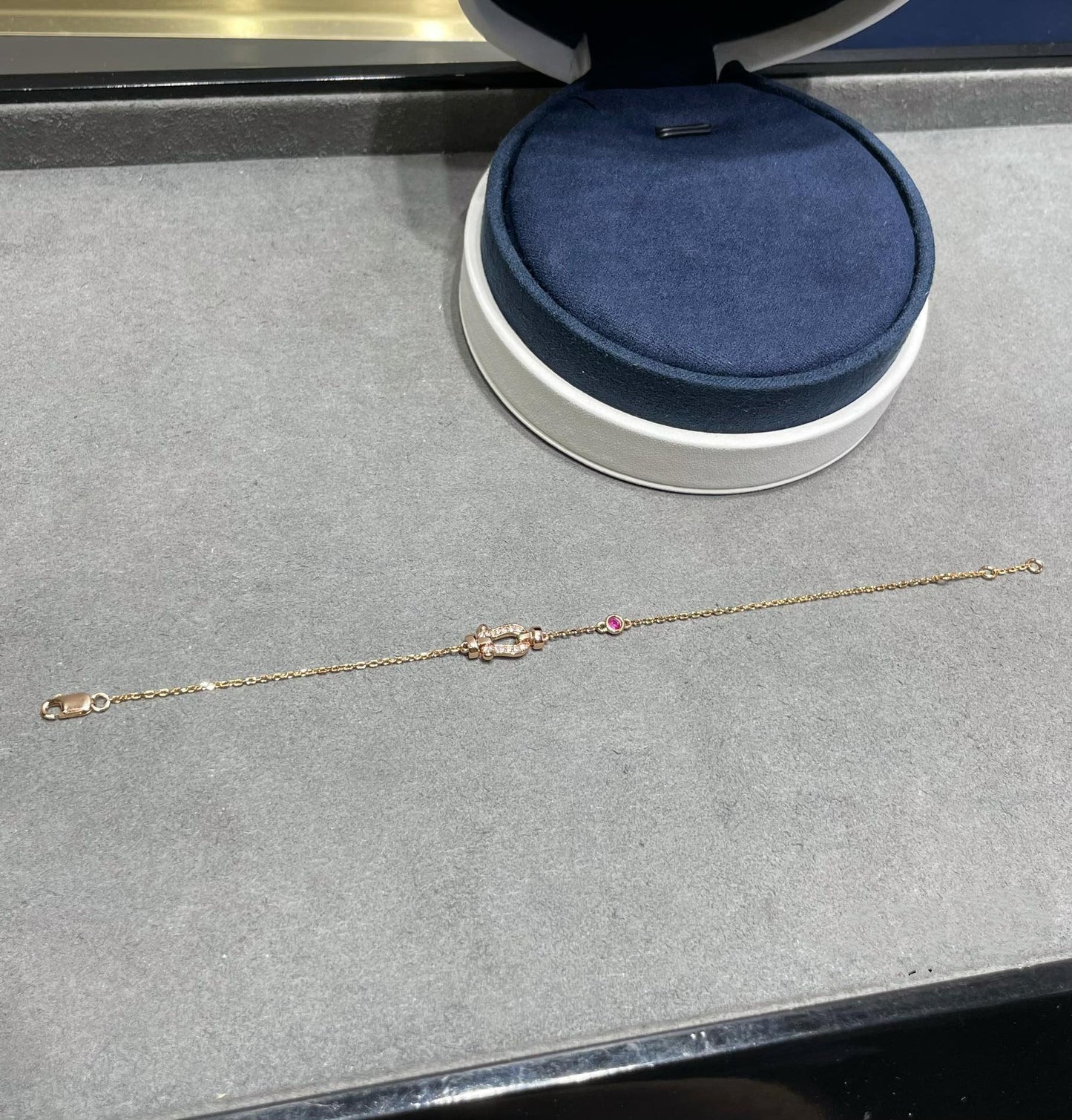 [Aurora]FORCE 10 DIAMOND CHAIN LINK PINK GOLD BRACELET