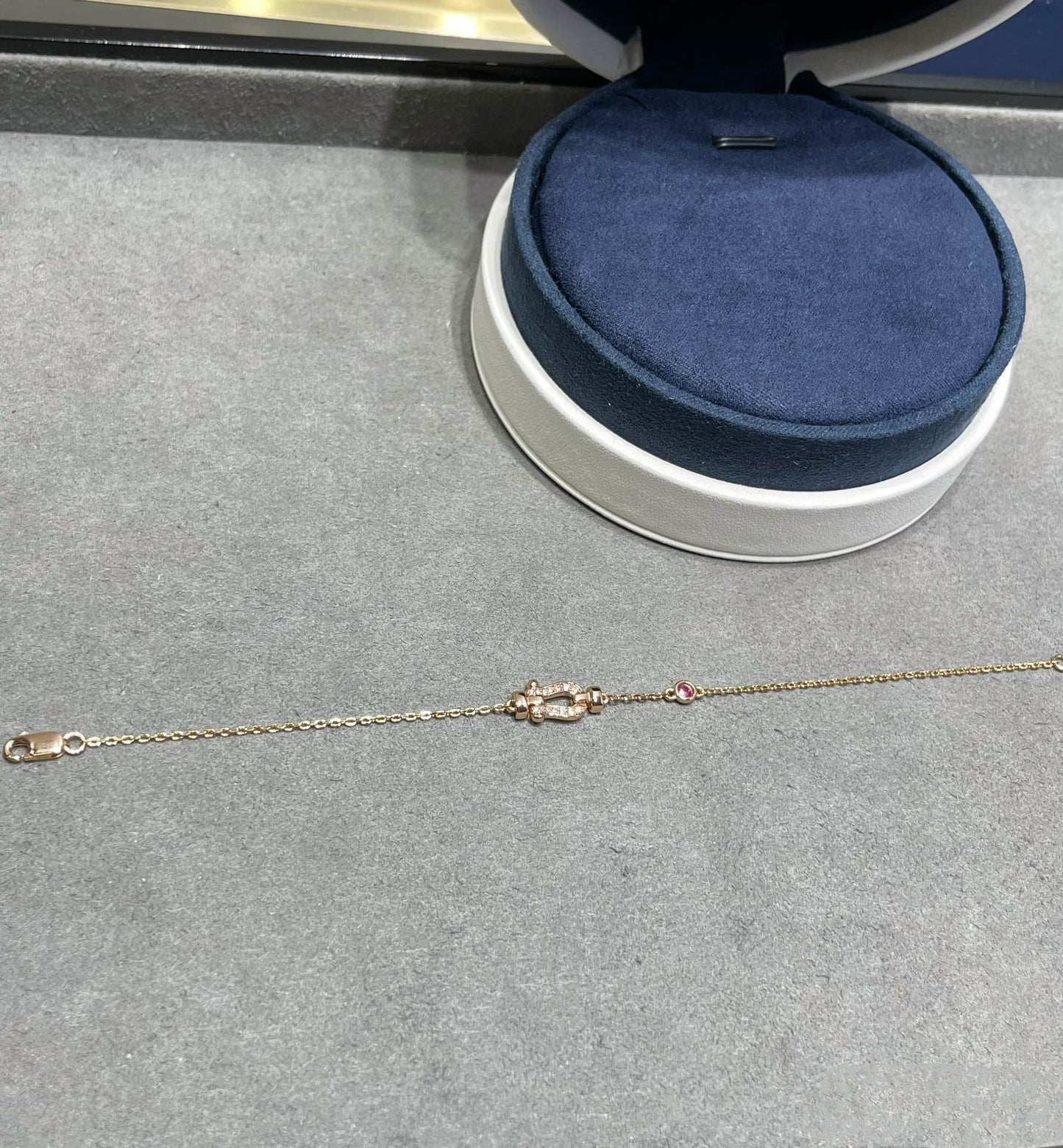 [Aurora]FORCE 10 DIAMOND CHAIN LINK PINK GOLD BRACELET