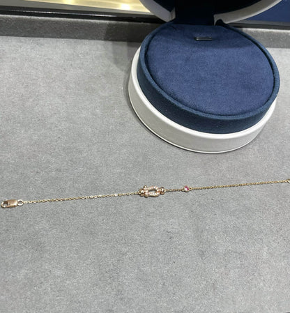 [Aurora]FORCE 10 DIAMOND CHAIN LINK PINK GOLD BRACELET