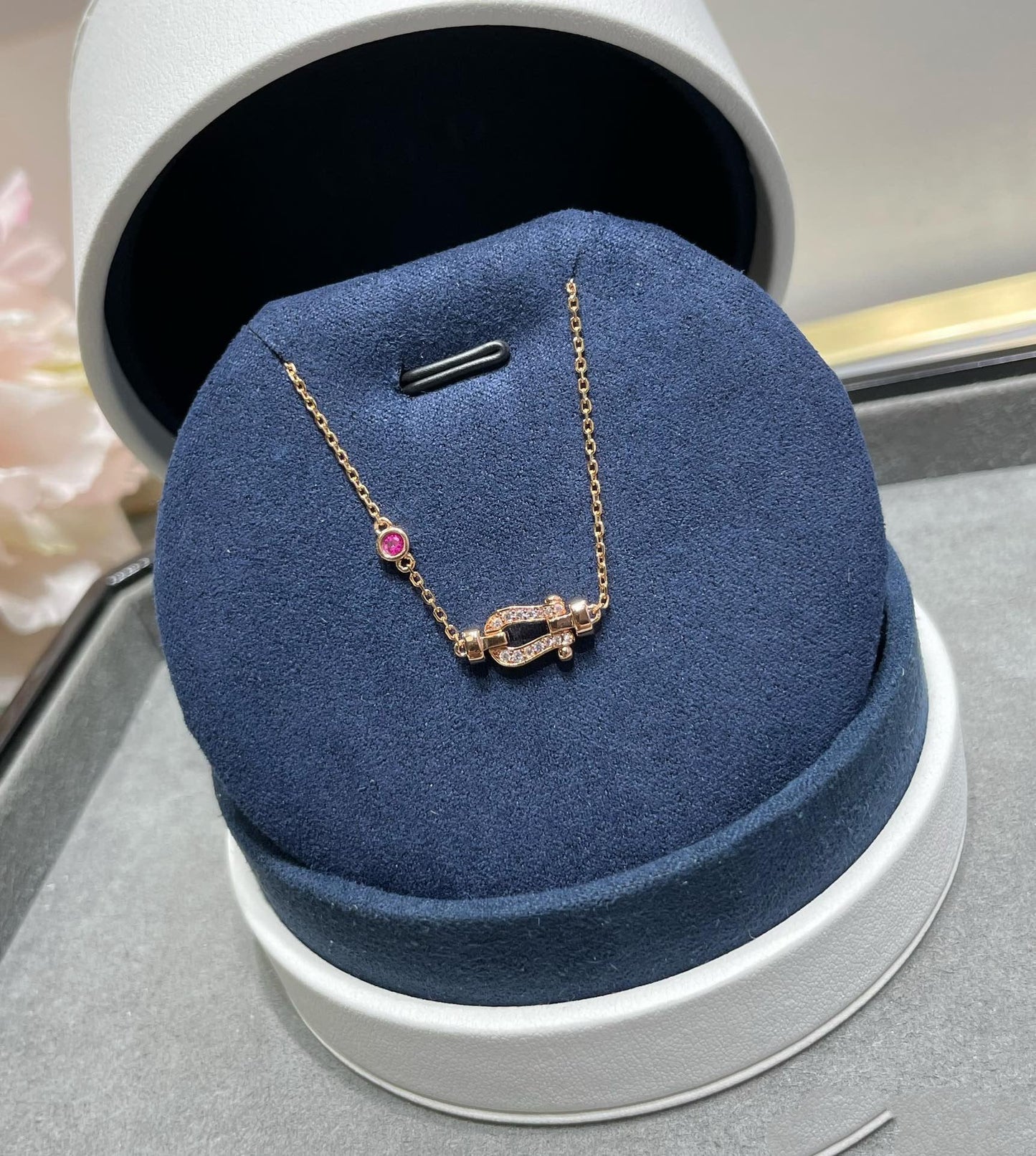 [Aurora]FORCE 10 DIAMOND CHAIN LINK PINK GOLD BRACELET