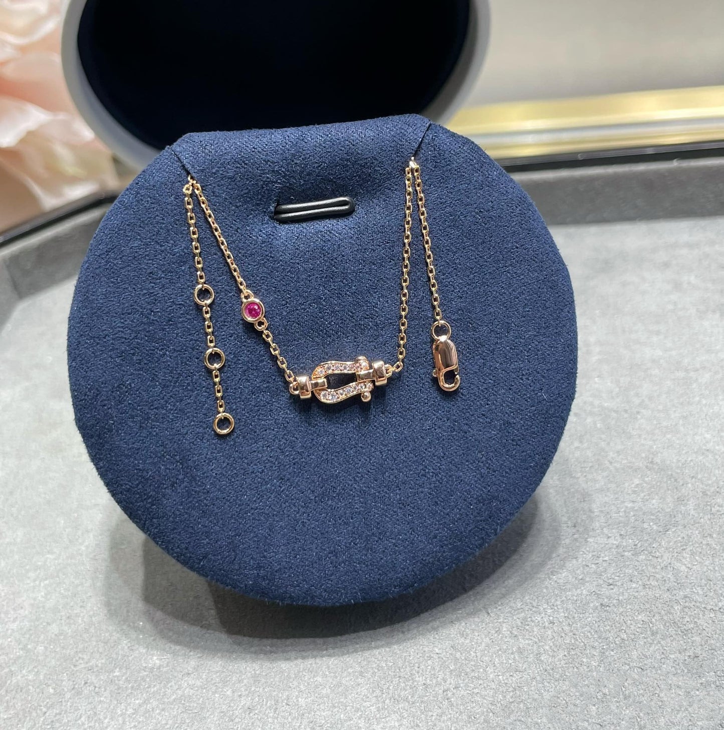 [Aurora]FORCE 10 DIAMOND CHAIN LINK PINK GOLD BRACELET