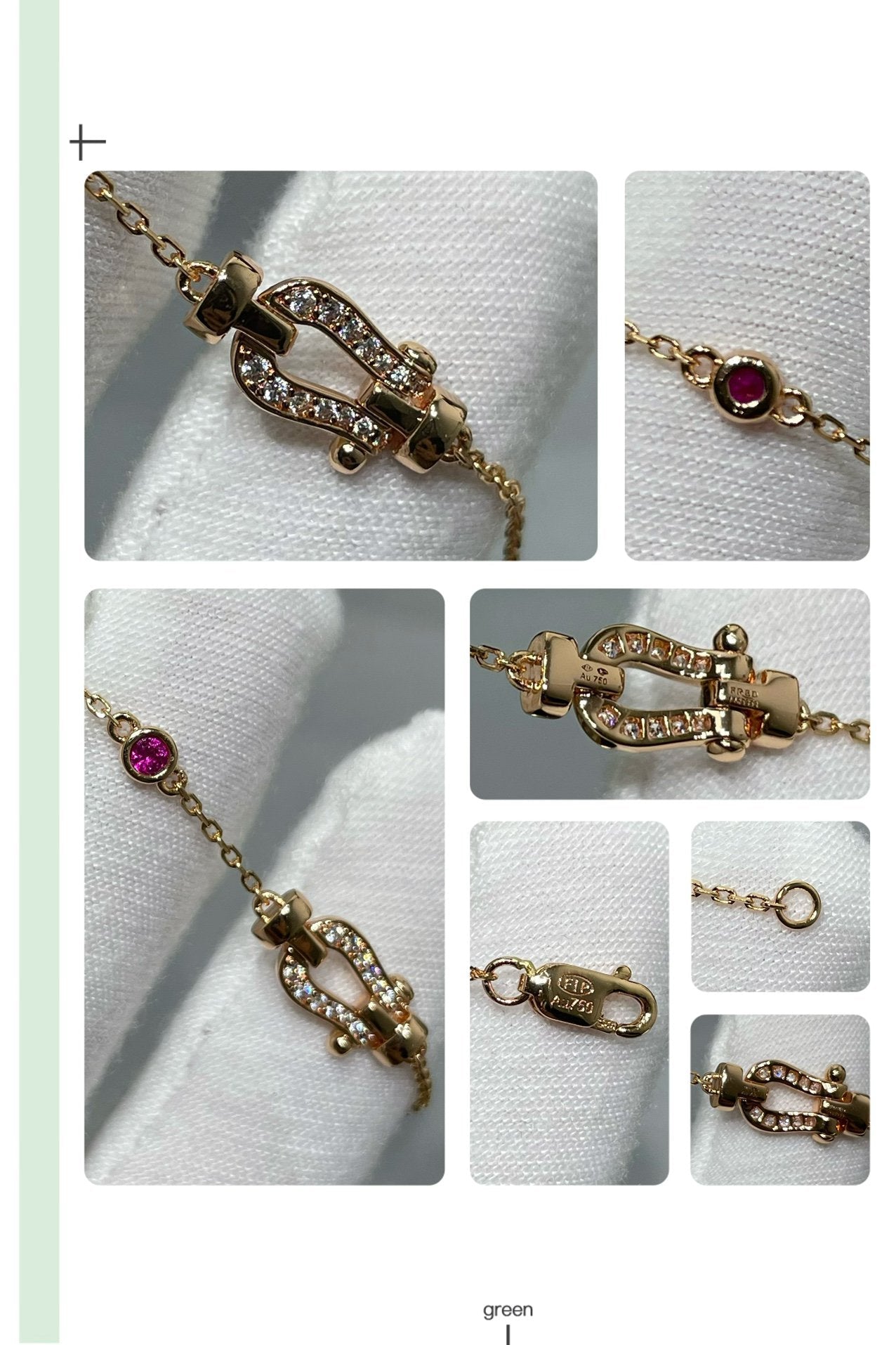 [Aurora]FORCE 10 DIAMOND CHAIN LINK PINK GOLD BRACELET