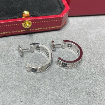 [AURORA]LOVE CERAMIC DIAMOND PAVED SILVER EARRINGS