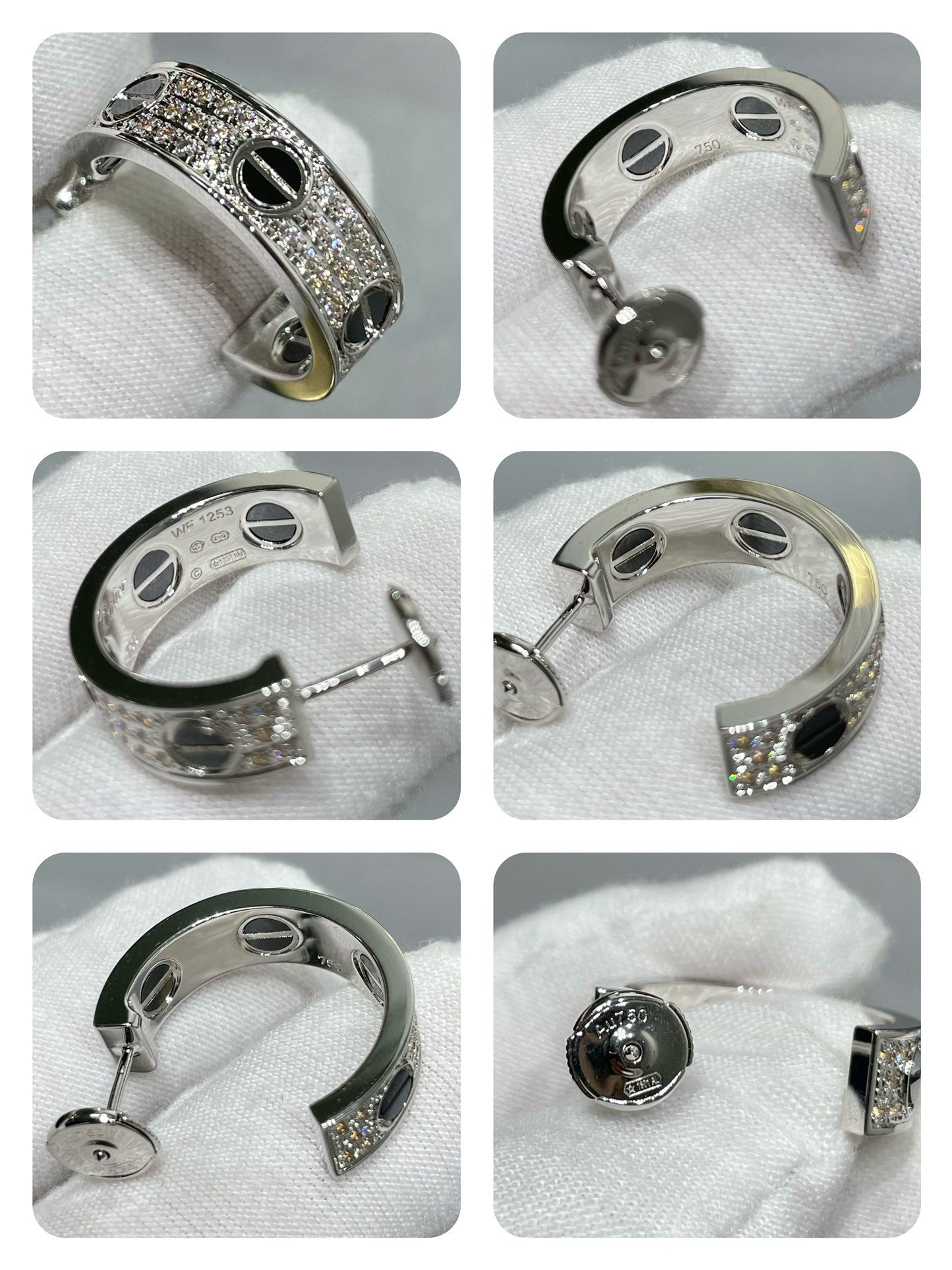 [Aurora]LOVE CERAMIC DIAMOND PAVED SILVER EARRINGS