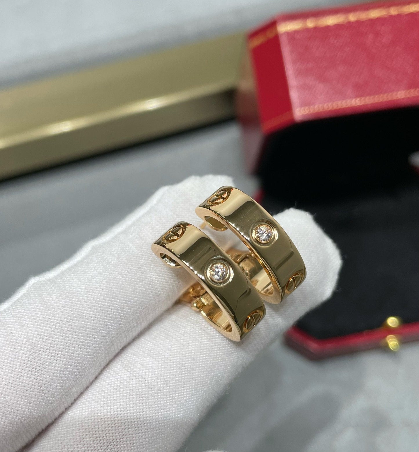 [Aurora]LOVE 5.5MM 1 DIAMOND EARRINGS