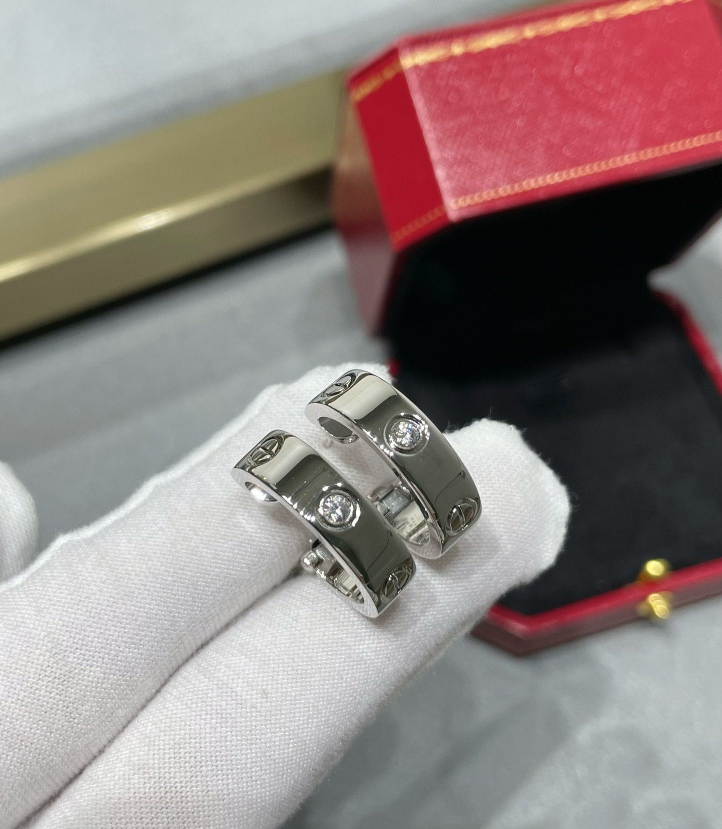 [Aurora]LOVE 5.5MM 1 DIAMOND EARRINGS