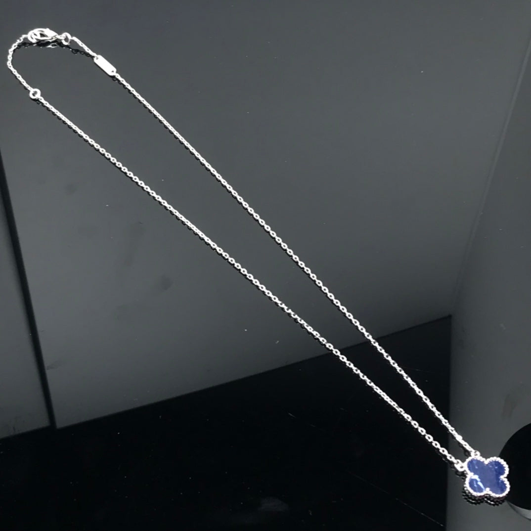 [Aurora]CLOVER PIETERSITE SILVER LONG NECKLACE