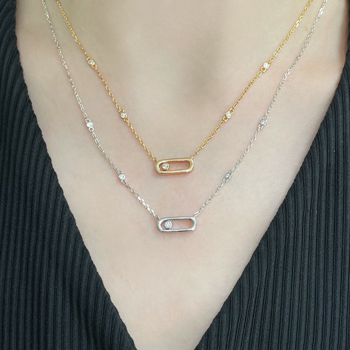 [AURORA]MOVE UNO DIAMOND NECKLACE