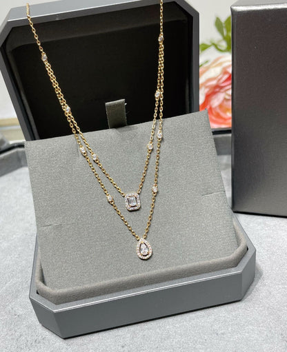 [AURORA]MY TWIN 2 ROW DIAMOND NECKLACE