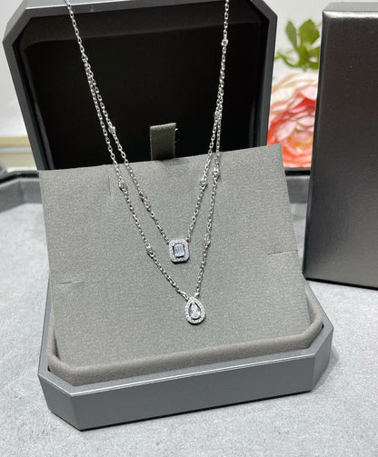 [AURORA]MY TWIN 2 ROW DIAMOND NECKLACE
