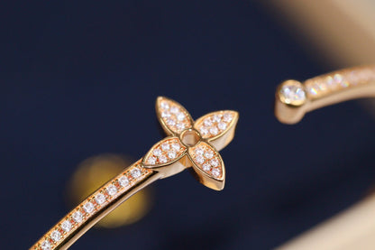 [Aurora]IDYLLE PINK GOLD OPEN BRACELET DIAMOND PAVED