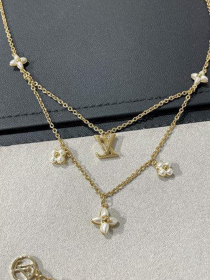 [Aurora]FLOWERGRAM GOLD MOP DOUBLE ROW NECKLACE