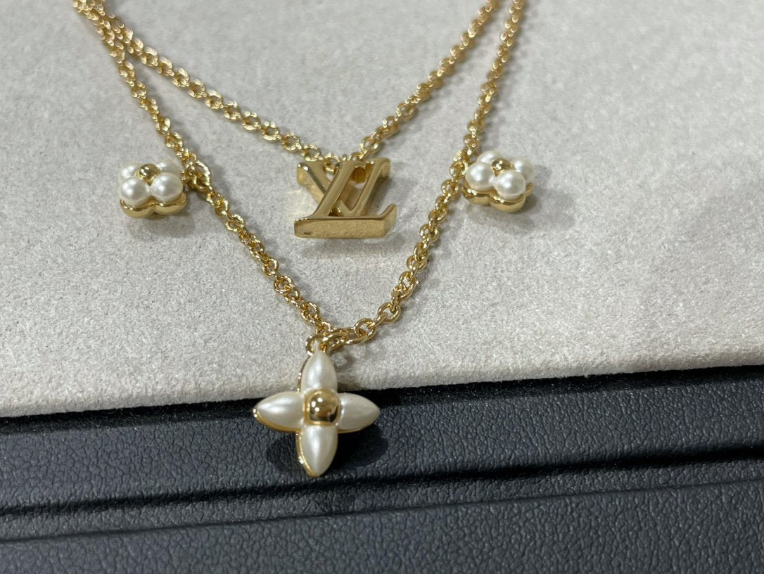 [Aurora]FLOWERGRAM GOLD MOP DOUBLE ROW NECKLACE
