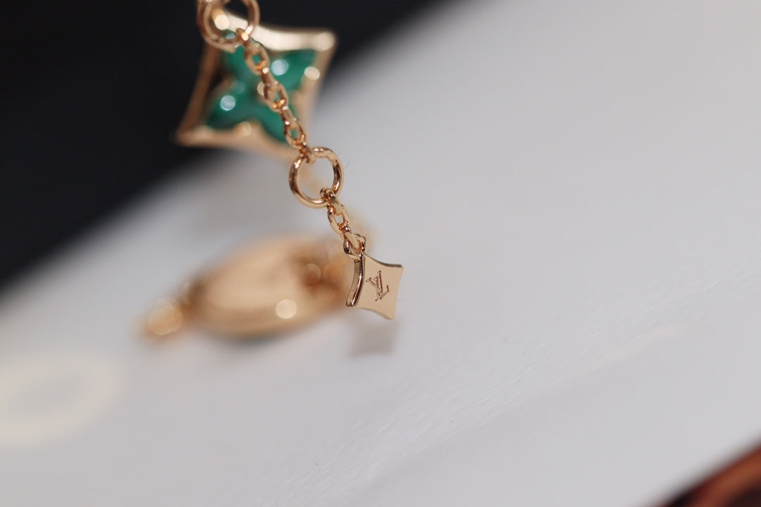 [Aurora]STAR AND SUN 4 MOTIF PINK GOLD MALACHITE BRACELET
