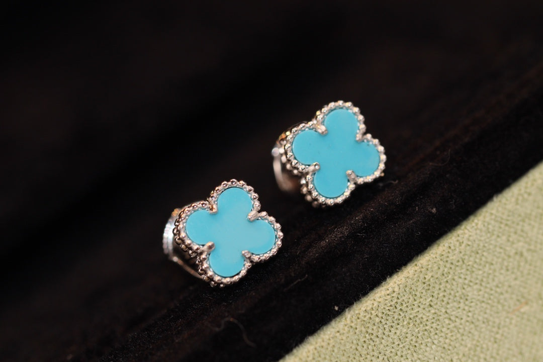 [Aurora]CLOVER MINI TURQUOISE SILVER STUD EARRINGS