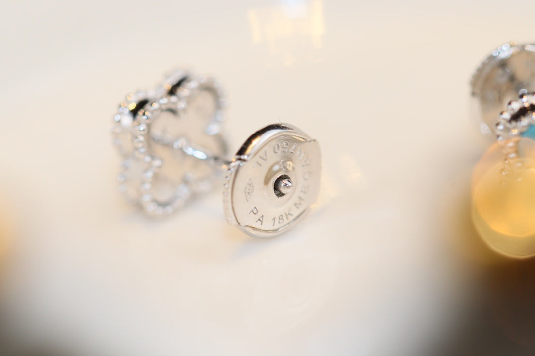 [Aurora]CLOVER MINI TURQUOISE SILVER STUD EARRINGS