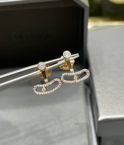 [AURORA]MOVE UNO PINK GOLD DIAMOND EARRINGS