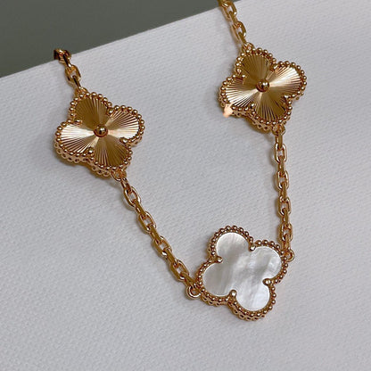 [Aurora]CLOVER 5 MOTIF WHITE MOP LASER BRACELET