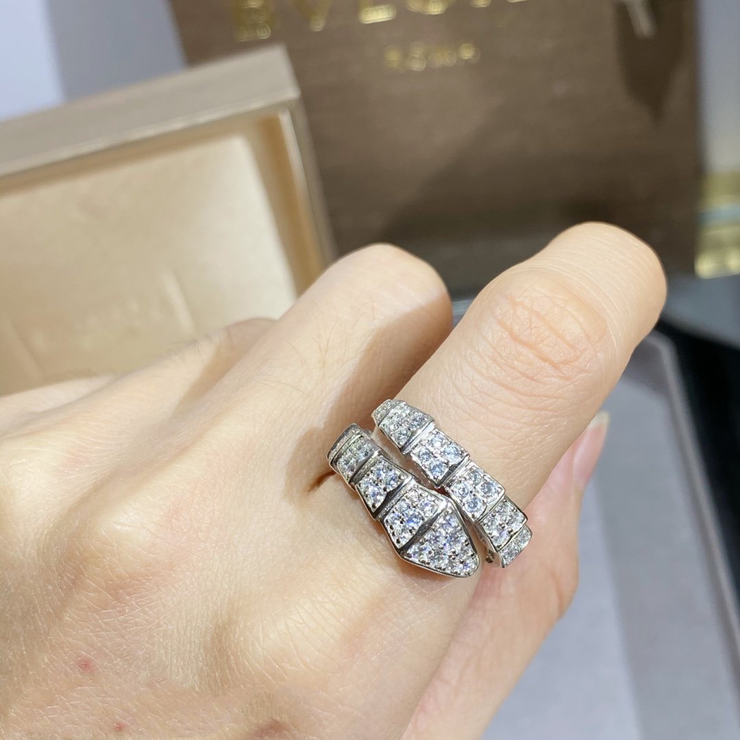 [Aurora]SERPENTI RING SILVER DIAMOND PAVED