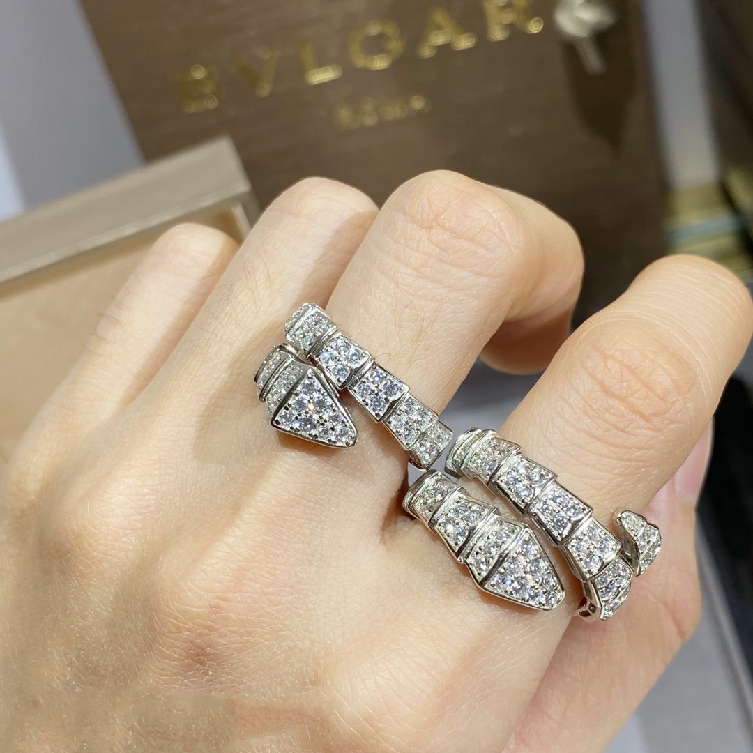 [Aurora]SERPENTI RING SILVER DIAMOND PAVED