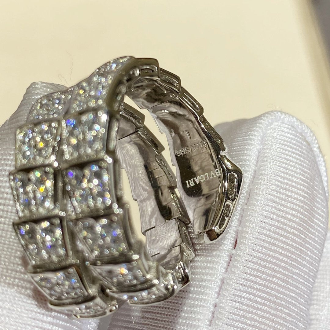 [Aurora]SERPENTI DOUBLE RING SILVER DIAMOND PAVED