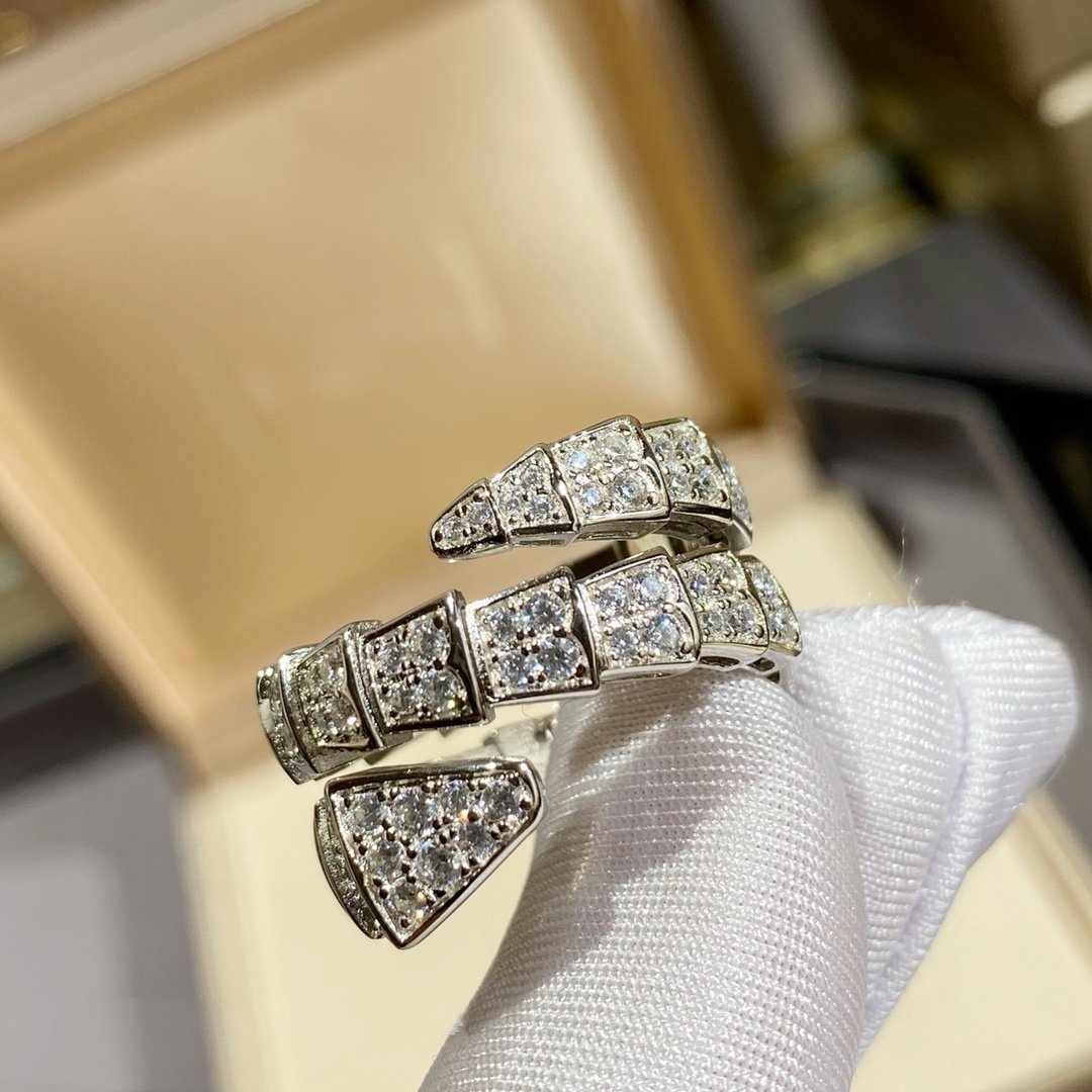 [Aurora]SERPENTI DOUBLE RING SILVER DIAMOND PAVED