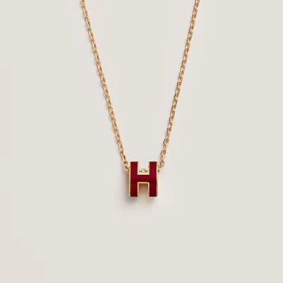 [AURORA]HM CLIC RED ENAMEL GOLD NECKLACE