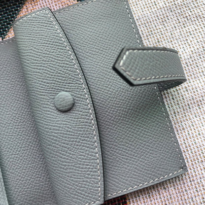 BEARN COMPACT WALLET 12 IN RHINO GRAY EPSOM LEATHER