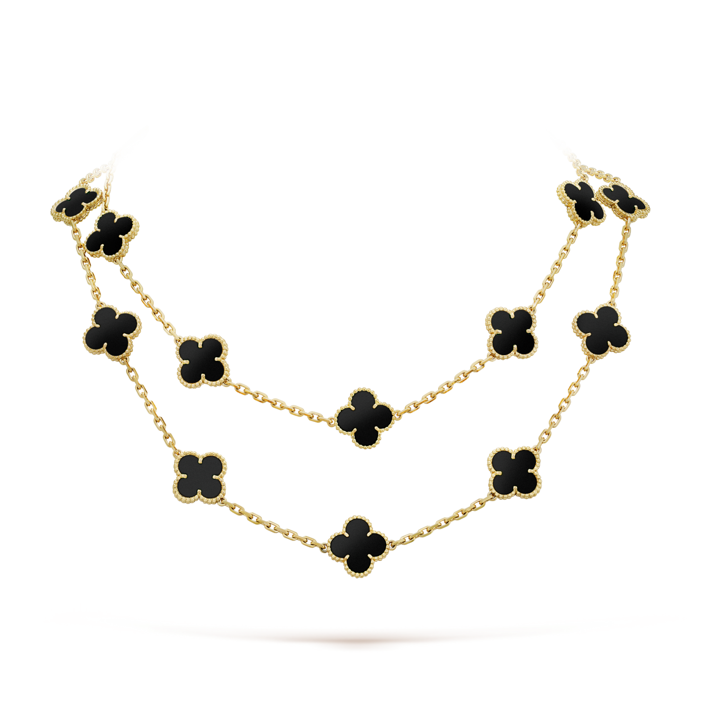 [Aurora]CLOVER 20 MOTIFS ONYX NECKLACE