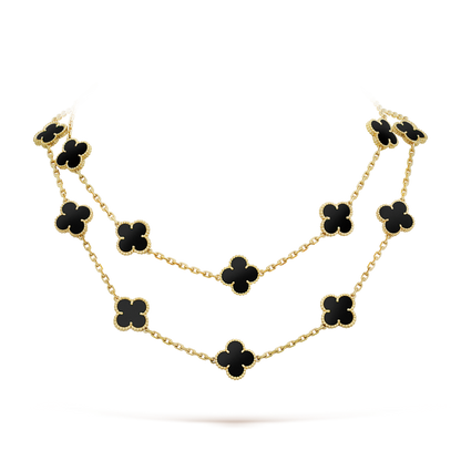 [Aurora]CLOVER 20 MOTIFS ONYX NECKLACE