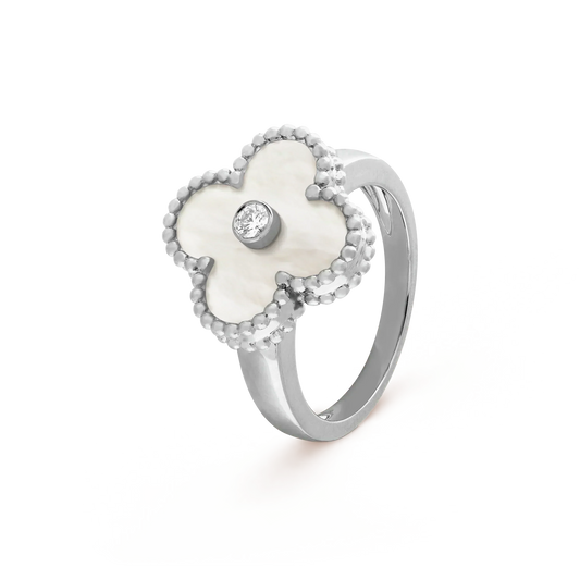 [Aurora]CLOVER SILVER MOP DIAMOND RING