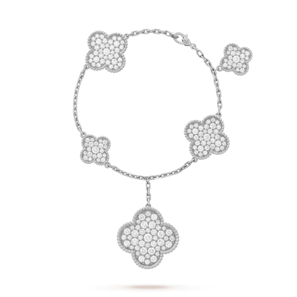 [Aurora]CLOVER 6 MOTIFS SILVER DIAMOND BRACELET